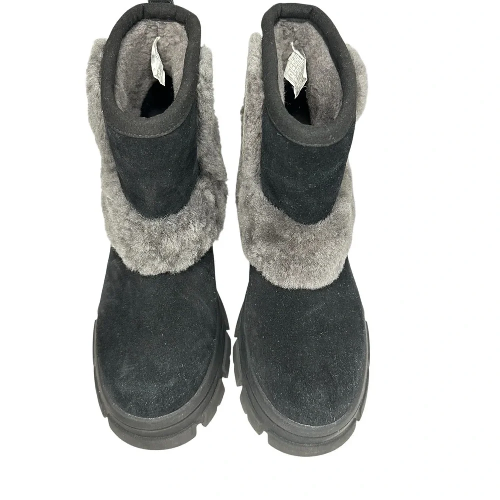 UGG Women's Brooklyn Black Suede Sunburst Platform Ankle Boots. Sz: 10